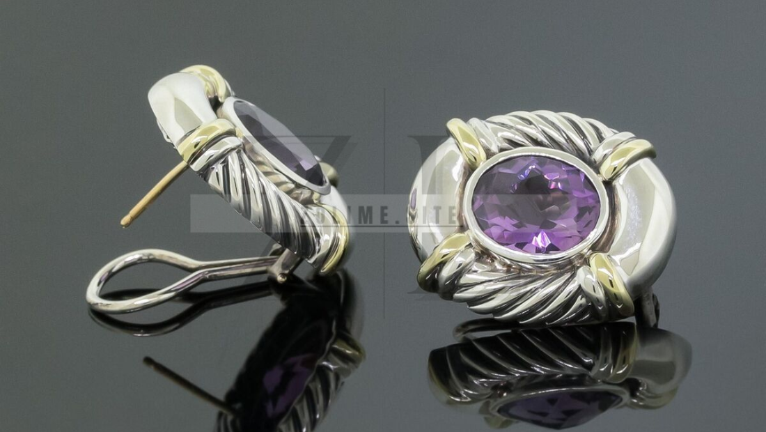 David Yurman Oval Amethyst Earrings